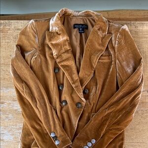 Rachel Zoe Women's Camel Velvet Double-Breasted Blazer